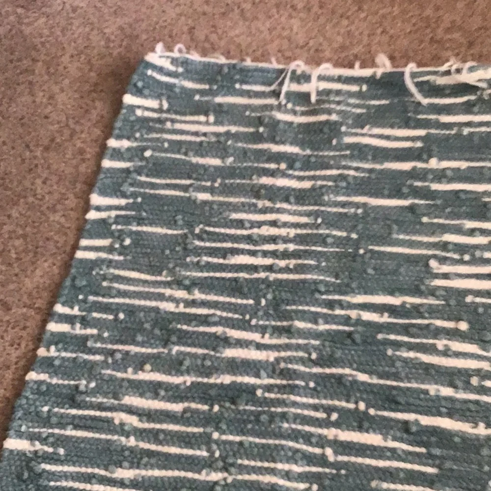 Handwoven Green & White Rug